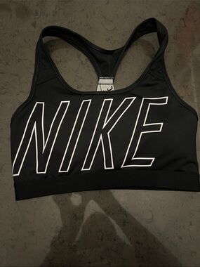 Nike Black Sports Bra with White Outline NIKE Logo